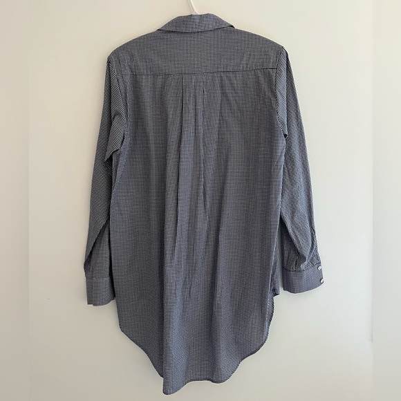 Zara Gingham Navy Button Down Shirt - Picture 4 of 4